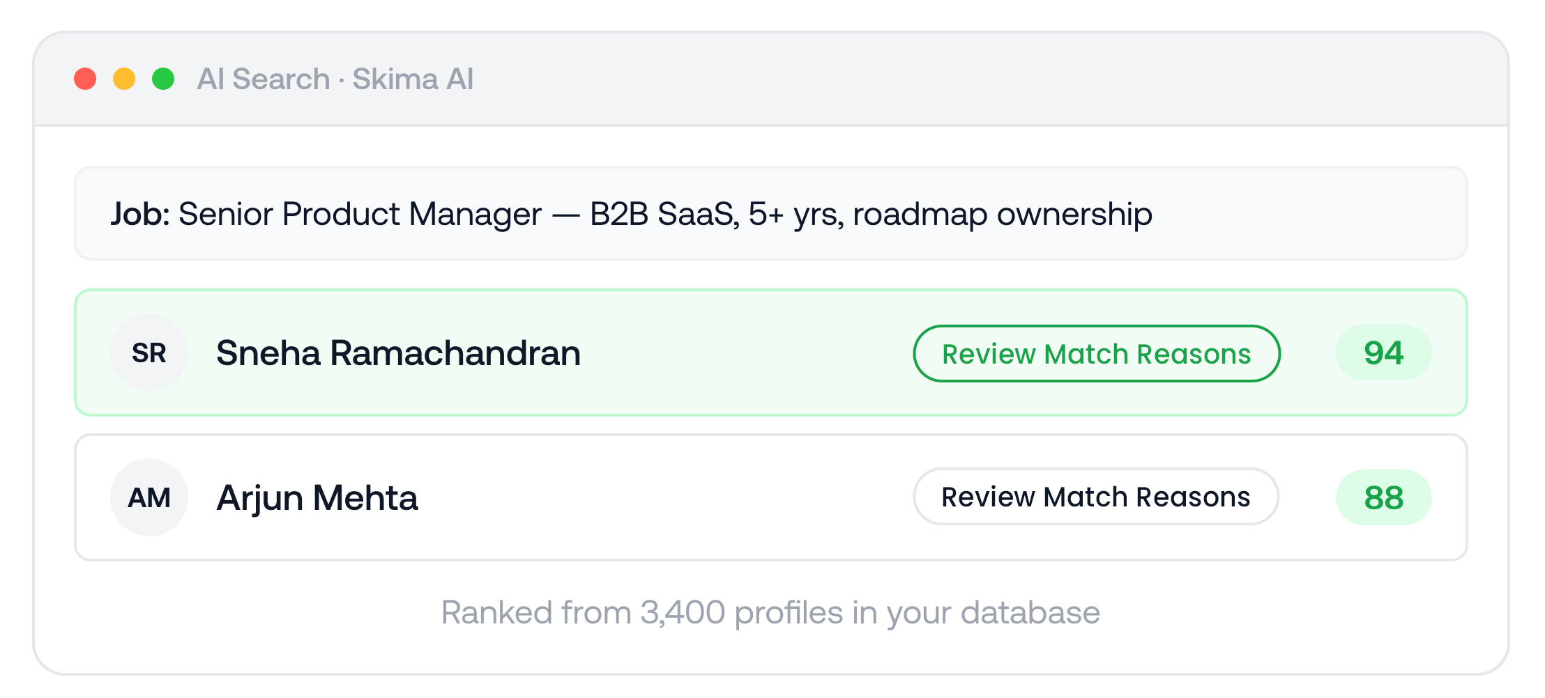 AI Search Surfaces Qualified Candidates — Skima AI